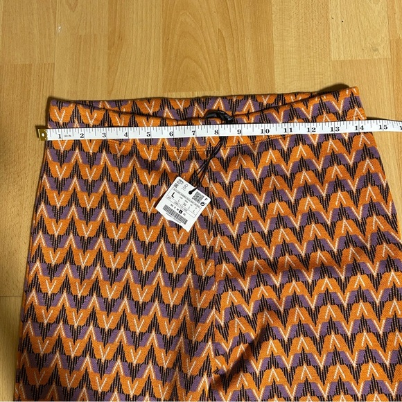 NWT Zara Stradivarius Knit Flare Chevron Pant Large Boho Hippie - Picture 11 of 14